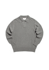 The Open Collar Cashmere Jumper - Cobble Grey
